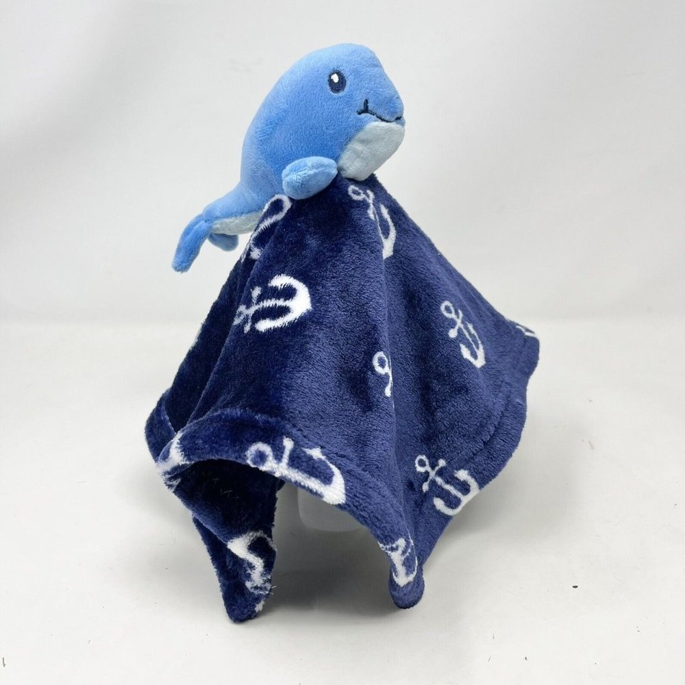 HB Blue Whale Anchors Nautical Lovey Security Baby Blanket Plush Blankie Soft